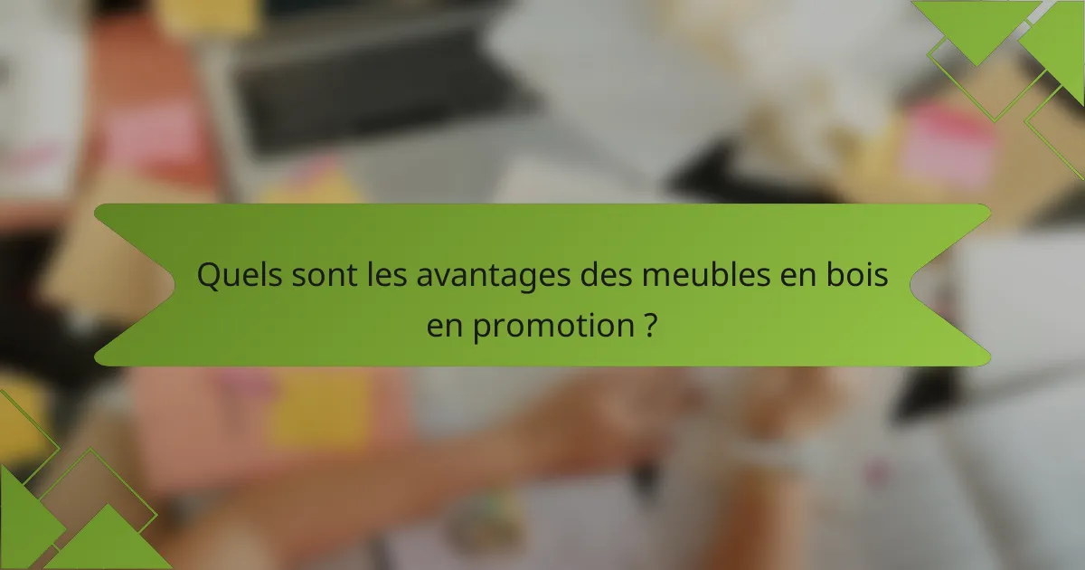 Quels sont les avantages des meubles en bois en promotion ?