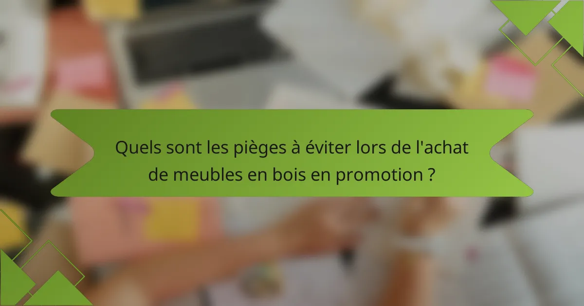 Quels sont les pièges à éviter lors de l'achat de meubles en bois en promotion ?